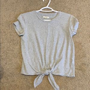 Madewell Cropped Grey Tie Top